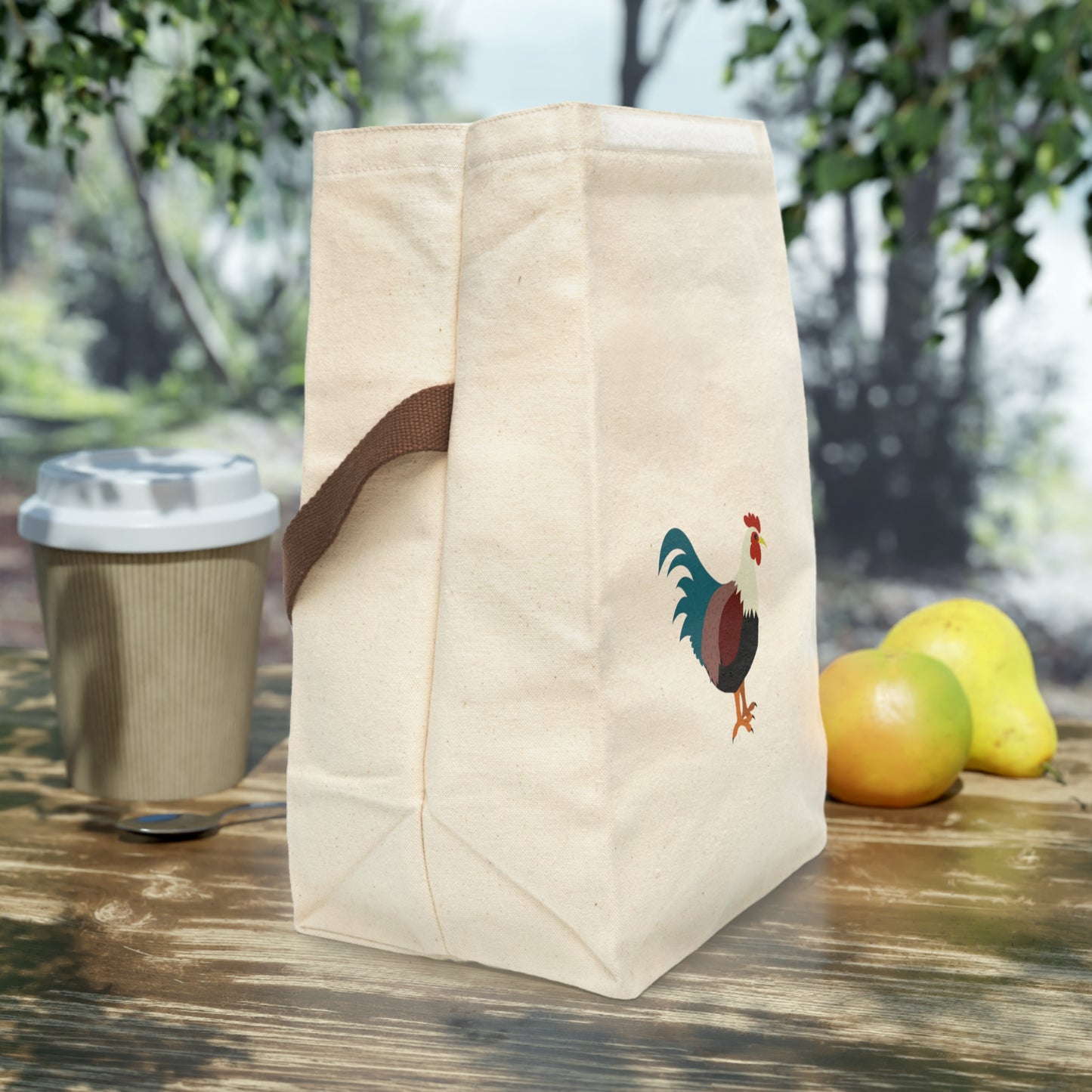 Rooster Canvas Lunch Bag With Strap